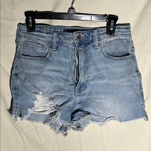 Hollister Blue Jean Shorts High-Waisted Distressed